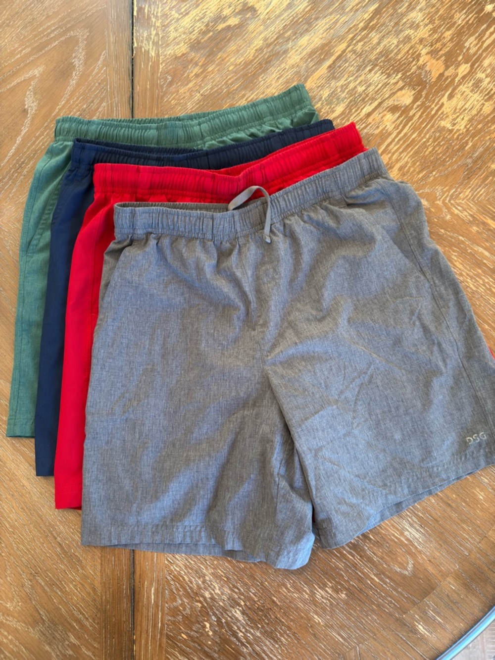 DSG Boy’s Athletic Shorts 4 Pack - Gray, Red, Navy, Green